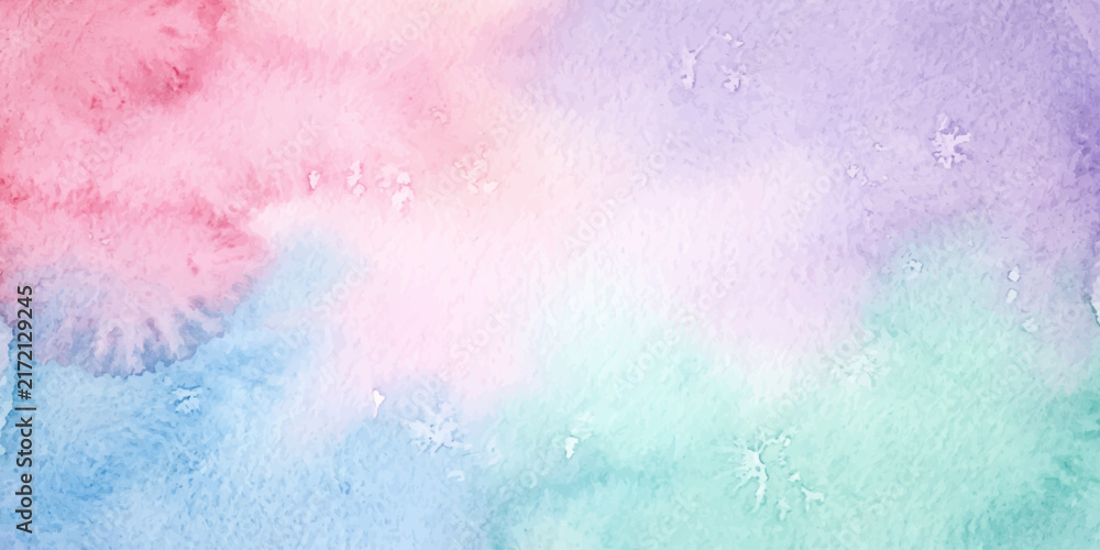 Obraz premium A soft and dreamy watercolor wash blends pastel hues of pink, purple, blue, and green, creating a gentle and ethereal background.
