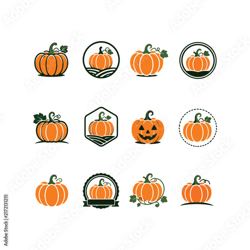 Modern Pumpkin Logo and Icon Collection for Autumn and Harvest Design