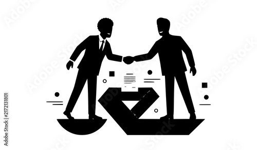 Business Agreement Partnership and Negotiation Handshake Flat Vector Illustration