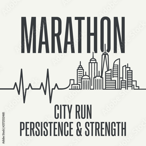 Marathon City Run Persistence Strength Graphic Art Design