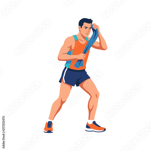 Man Wiping Sweat After Intense Workout Session Outdoor