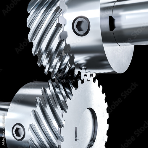 Tapety artystyczne Worm gear mechanism 3d on black