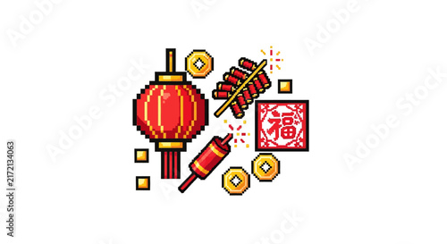 Chinese New Year festival elements.