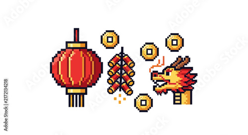 Chinese New Year festival icons.
