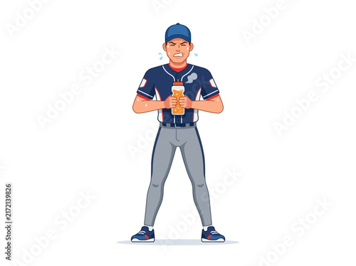 Exhausted Baseball Player Quenches Thirst With Refreshing Sports Drink