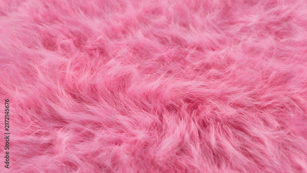 Obraz premium Soft pink fluffy fur texture filling the frame, creating a cozy abstract background with a vibrant feminine aesthetic and tactile surface
