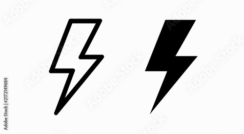 Black lightning bolt icons in outline and solid style