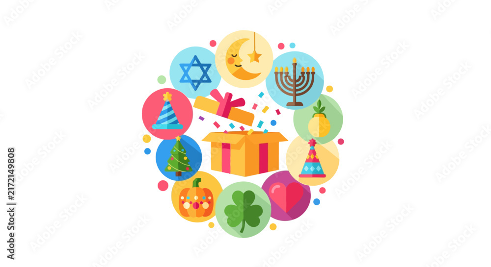 Fototapeta premium Jewish holiday symbols and icons.