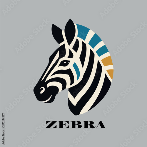 Zebra animal logo vector white background .