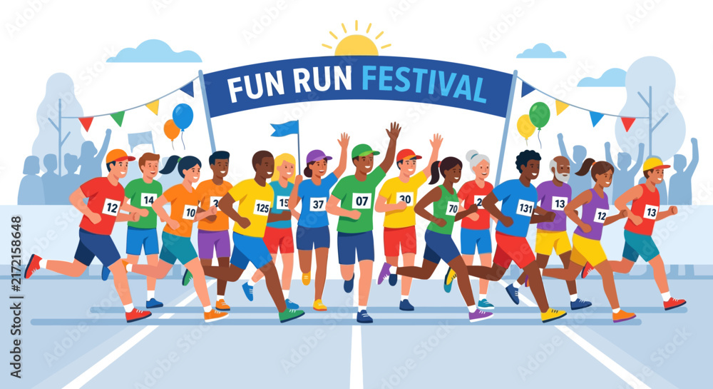 Fototapeta premium Diverse Group Embarks On Exciting Fun Run Race Festival