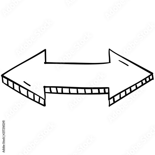 Konstfotografi Hand drawn 3D double-headed arrow icon, horizontal bidirectional doodle sketch