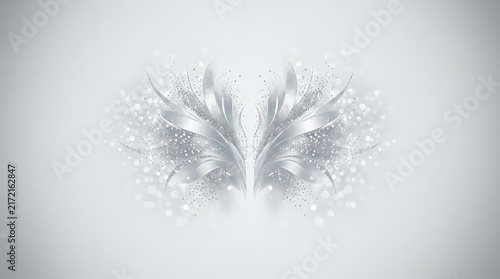Abstract silver glitter wings design on white background