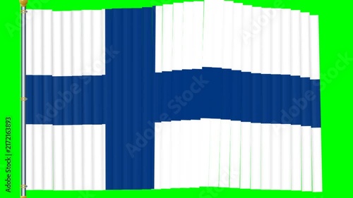 National Flag Waving in Wind on Green Screen Background