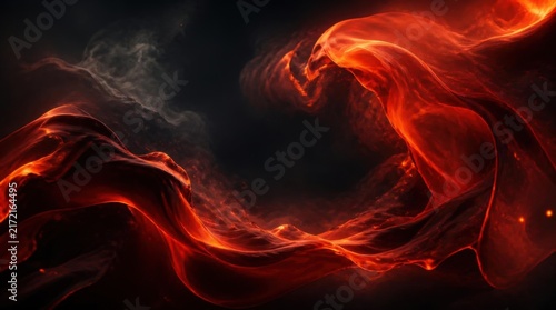 Obraz na płótnie Abstract red fire flames flowing on dark background