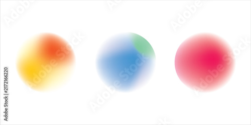 Set color circle gradient noise gradation. Abstract colorful watercolor blur mesh on isolated transparent background. Circle shape png.