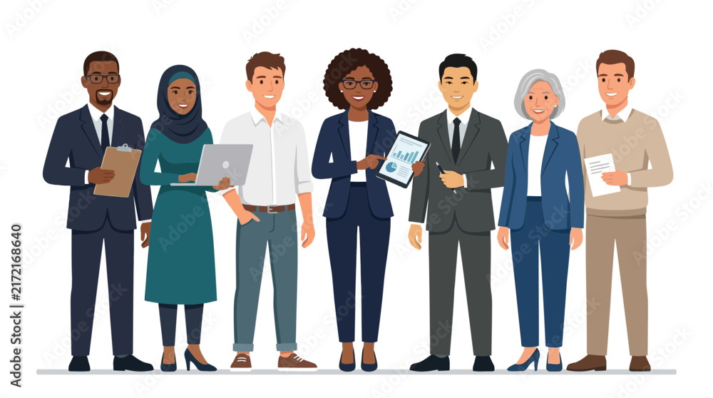 Obraz premium Diverse Business Professionals Team Illustration