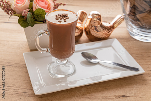 Photography Hot Chocolate Drink Glass with Chocolate Topping
