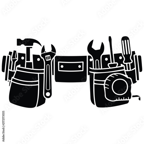 Handyman construction utility tool belt vector illustration containing manual hardware gear.