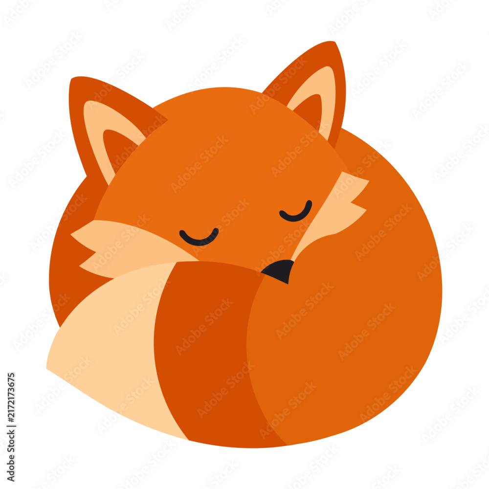 Fototapeta premium Playful Sleeping Fox Illustration
