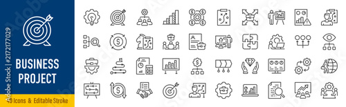 Fotografía Business Project line icon set in editable stroke style