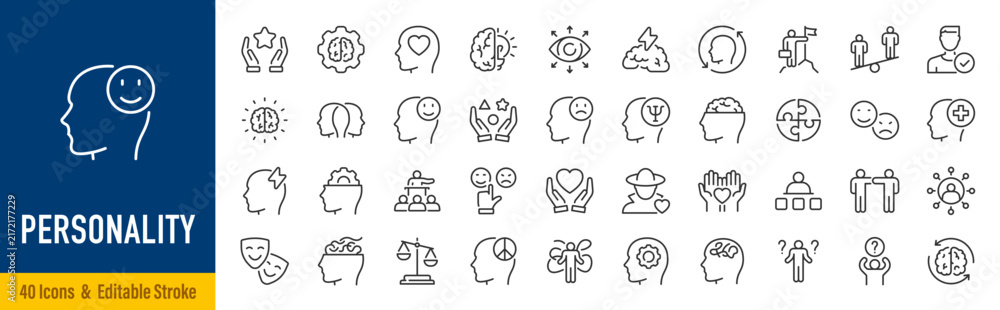 Photography Personality line icon set