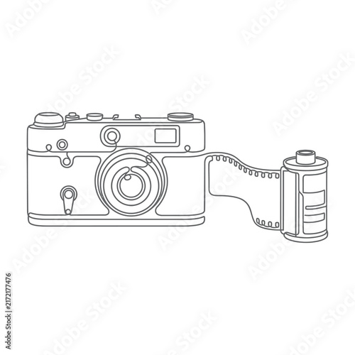 Vintage Camera With Film Roll Illustration