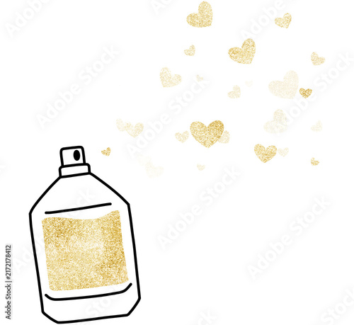 Perfume Bottle with Golden Hearts
