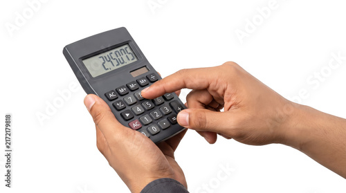 Fotografie Calculator used by hands for financial planning with PNG, Transparent Background