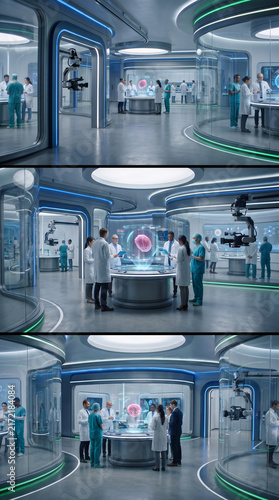 Futuristic Medical Lab with Holographic Technology