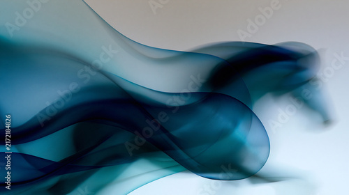 Abstract Blue Translucent Horse Formed From Flowing Silk Like Waves
