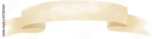 Watercolor Ivory Blank Ribbon Banner Scroll Illustration Isolated on Transparent Background