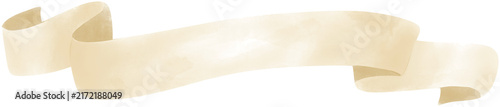 Watercolor Ivory Blank Ribbon Banner Scroll Illustration Isolated on Transparent Background