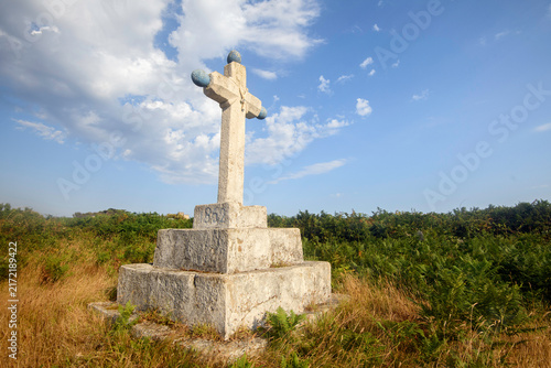 croix catholique , calvaire chretien sur l'île de Ouessant en Bretagne 
