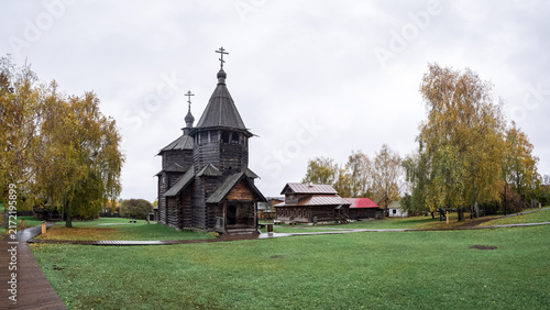 view of the ancient Church of the Resurrection of Christ from the village of Patakino, Vladimir region