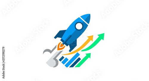 Blue rocket launching with tools.