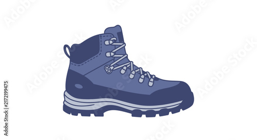Blue hiking boot with laces.