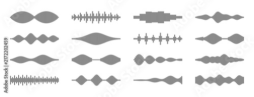 Canvastavla Set of sound wave icons, audio digital equalizer, voice amplitude, music pulse,