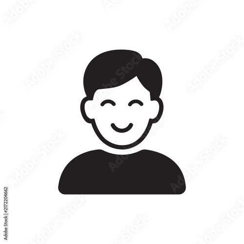 Smiling Man Avatar Vector Icon Flat Style