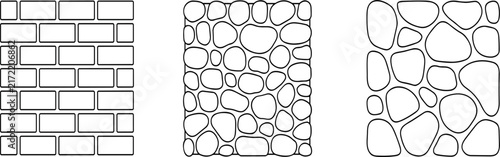 Black And White Brick And Stone Wall Texture Seamless Patches