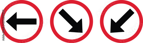 Turn Left And Keep Right Left Directional Traffic Signs Set