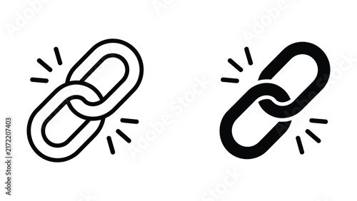 Foto Two chain icons showing connection and disconnection symbolizing relationships l