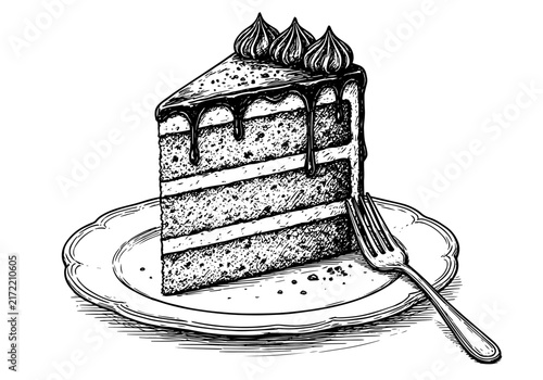 hand drawn vector illustration of a cake