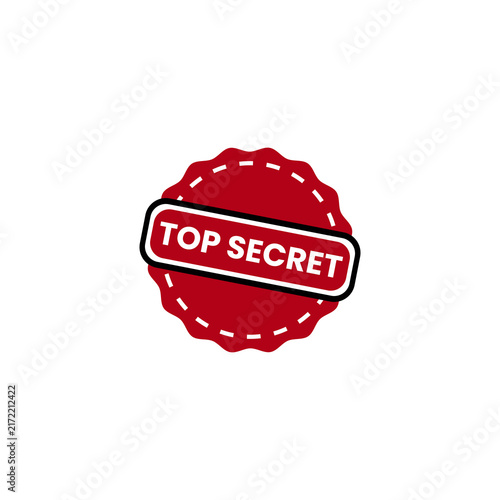 Konstfotografi Red circular stamp with white dashed border and the words secret written in bold