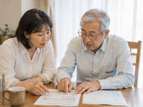 介護サービス,介護相談,介護書類,介護保険,介護保険制度,家族介護,在宅介護,高齢者介護,介護,家族,日本人家族,親子,高齢者,シニア,老親,介護計画,ケアプラン,要介護,要支援,ケアマネジャー,介護費用,介護施設,デイサービス,訪問介護,訪問看護,在宅サービス,介護申請,申請書,契約書,書類,資料,確認,相談,話し合い,家族会議,老後,老後生活,介護準備,親の介護,介護負担,自宅,ダイニング,テ