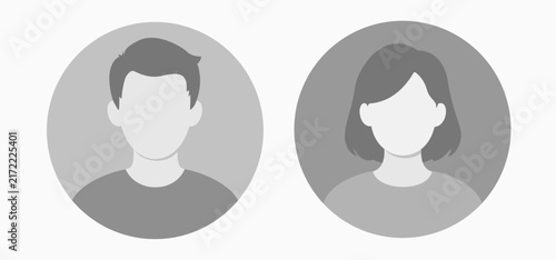 Parent couple. Male and female user avatars with short and medium hairstyles in monochrome. Ideal for social media profiles, membership accounts, websites, digital interfaces