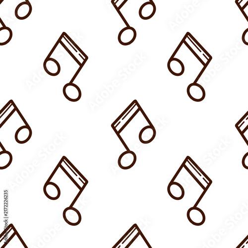 Fotografía Paired eighth notes seamless line art vector pattern featuring repeated musical