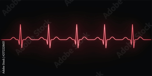 Foto Heart Beat Cardiogram EKG Waveform on Medical Monitor Showing Pulse Rate, Electr