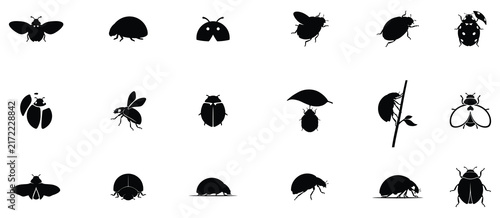 Ladybug silhouette vector collection isolated on white background