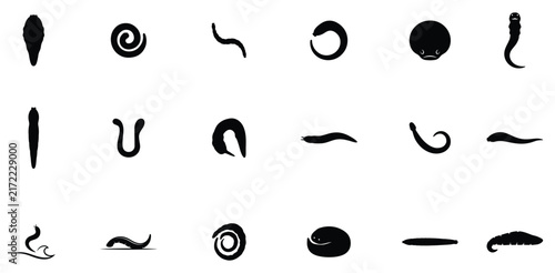 Leech silhouette vector collection isolated on white background