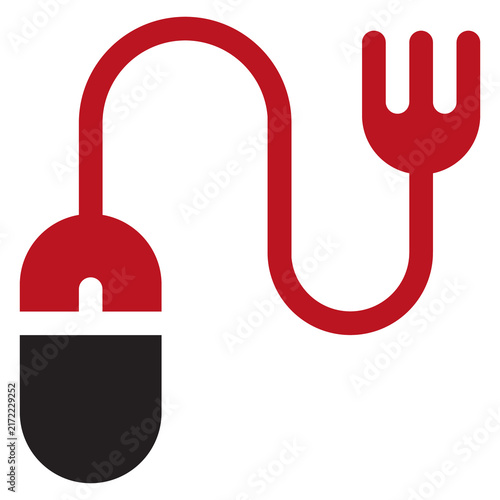 Computer Mouse and Fork Food Delivery Icon